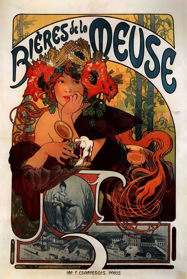 Bières de la Meuse Alfons Mucha - plakat